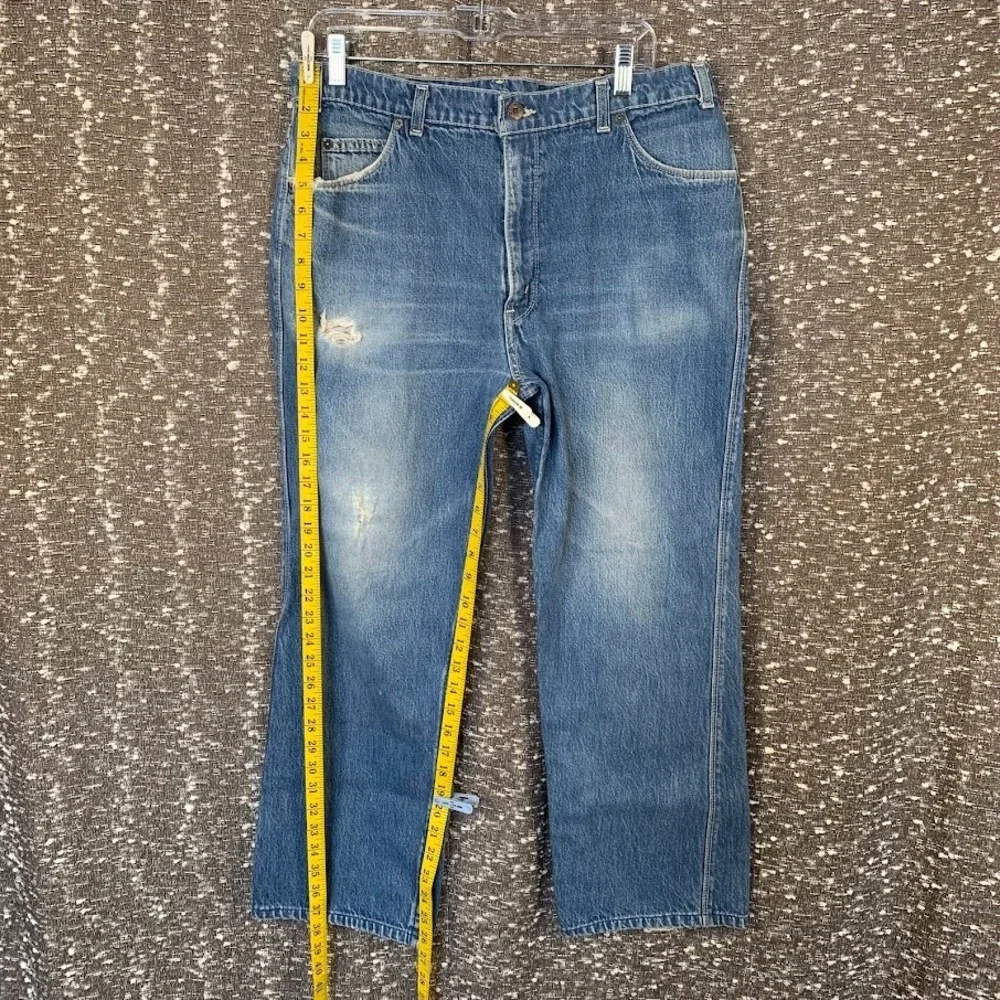 Vintage Levi's Blue Tab Movin' On Distressed Denim Jeans‎ Embroidered Men's 38